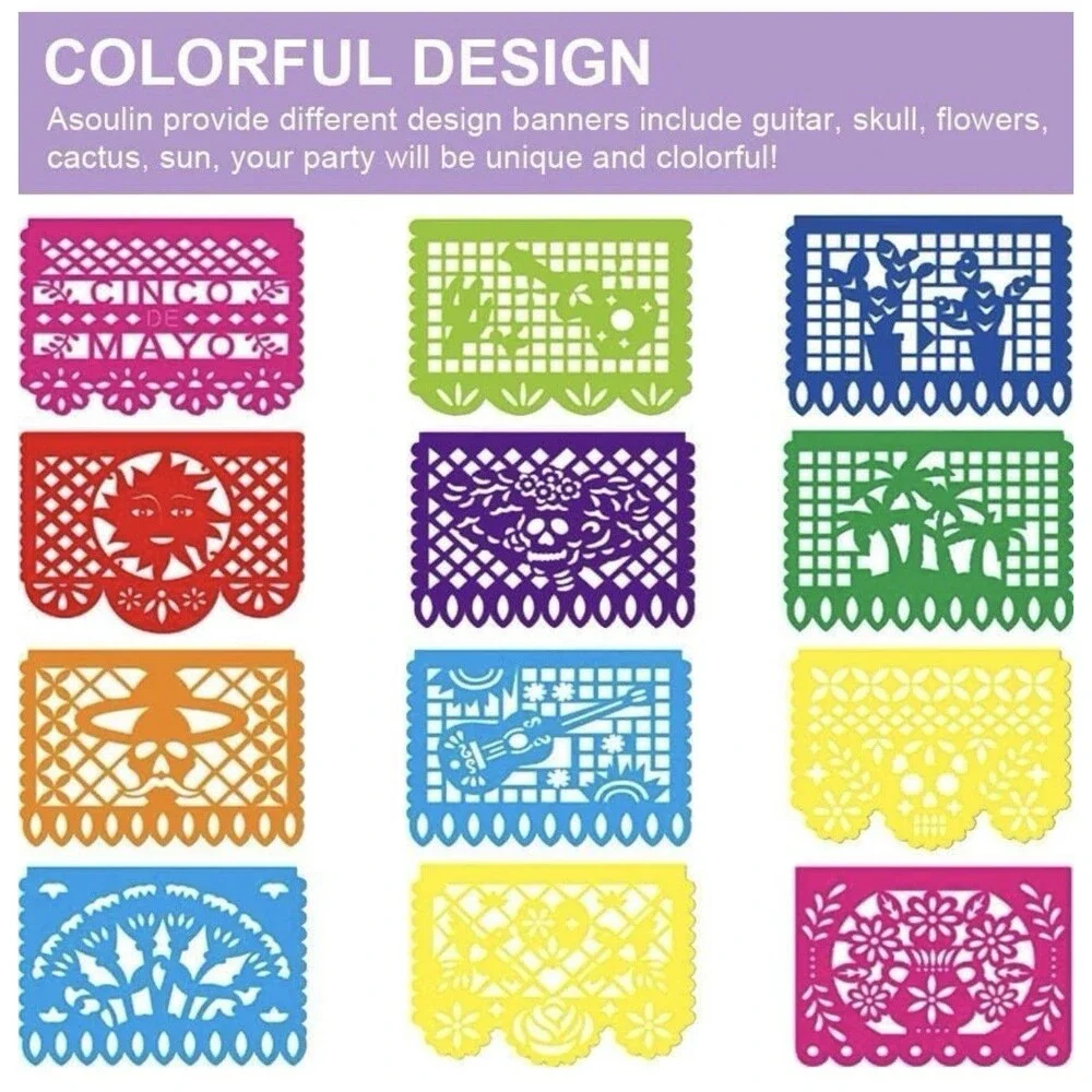 6 Pack Mexican Party Banners Papel Picado Mexicano para Fiesta Decorations 82...